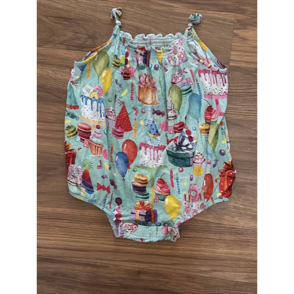 Posh Peanut Toddler Girls 2T Bubble Tank Romper Celebrate Birthday Bamboo